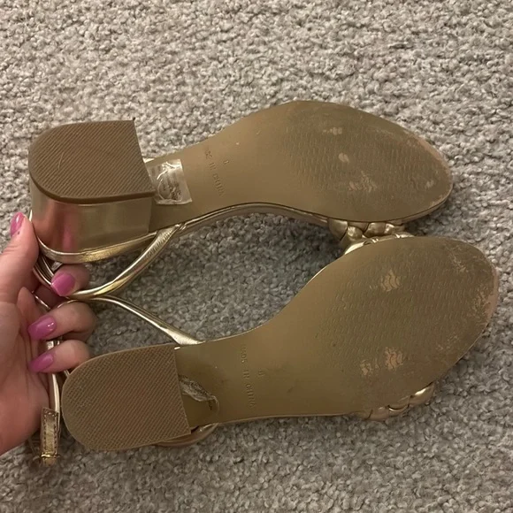 Steve Madden Metallic Gold Braided Sandals - Picture 3 of 5